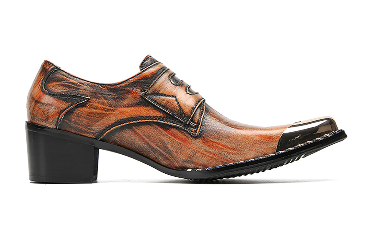 Mens Metal-Tip Toe Buttons Slip On Genuine Leather Western Loafers