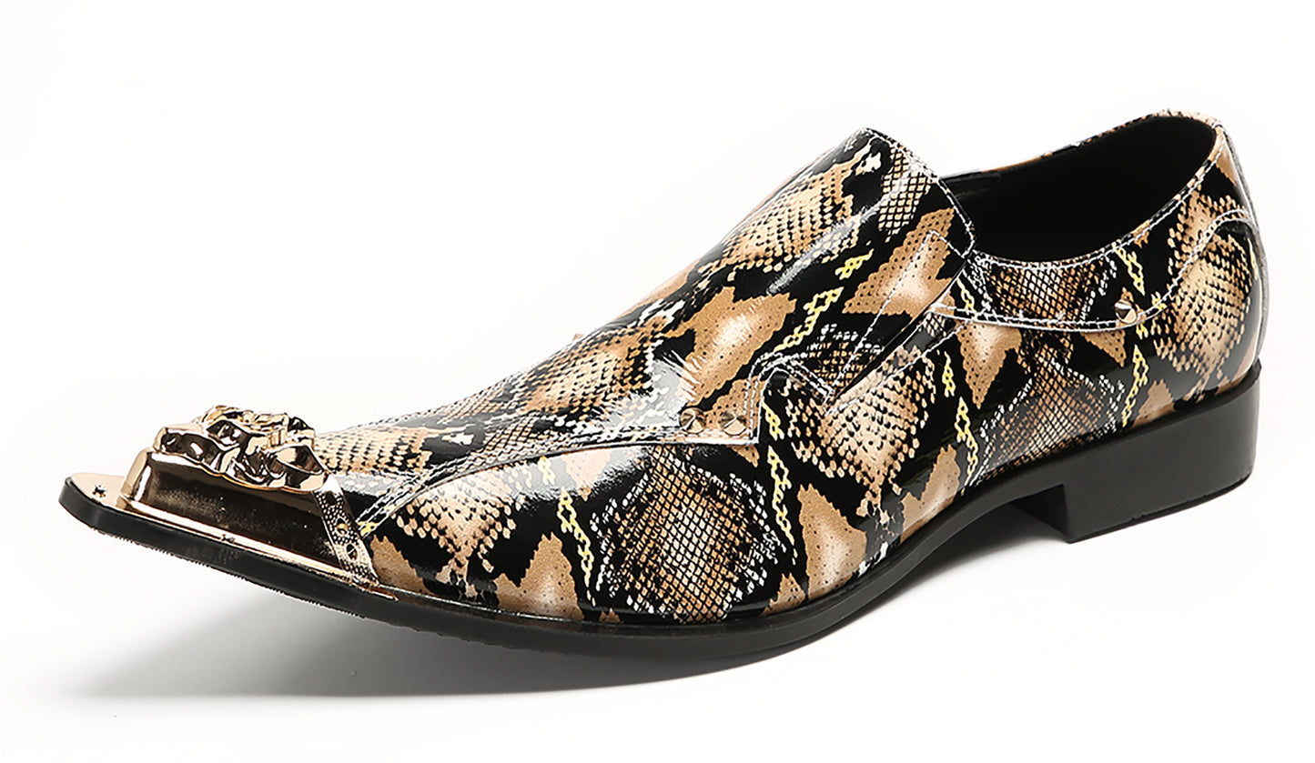 Mens Party Dress Slip On Casual Metal Pointed Toe Western Loafers