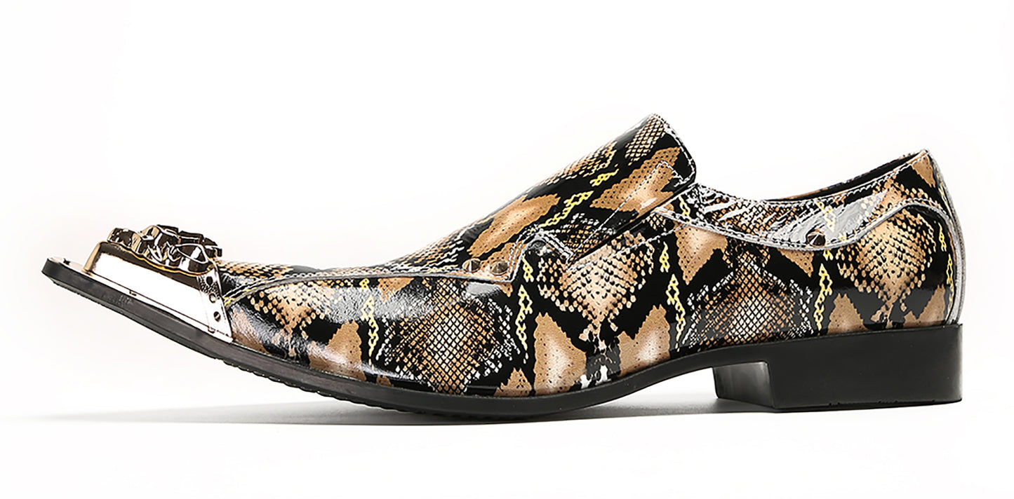 Mens Party Dress Slip On Casual Metal Pointed Toe Western Loafers