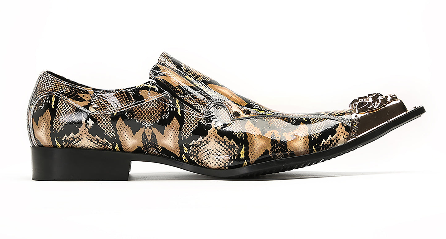 Mens Party Dress Slip On Casual Metal Pointed Toe Western Loafers