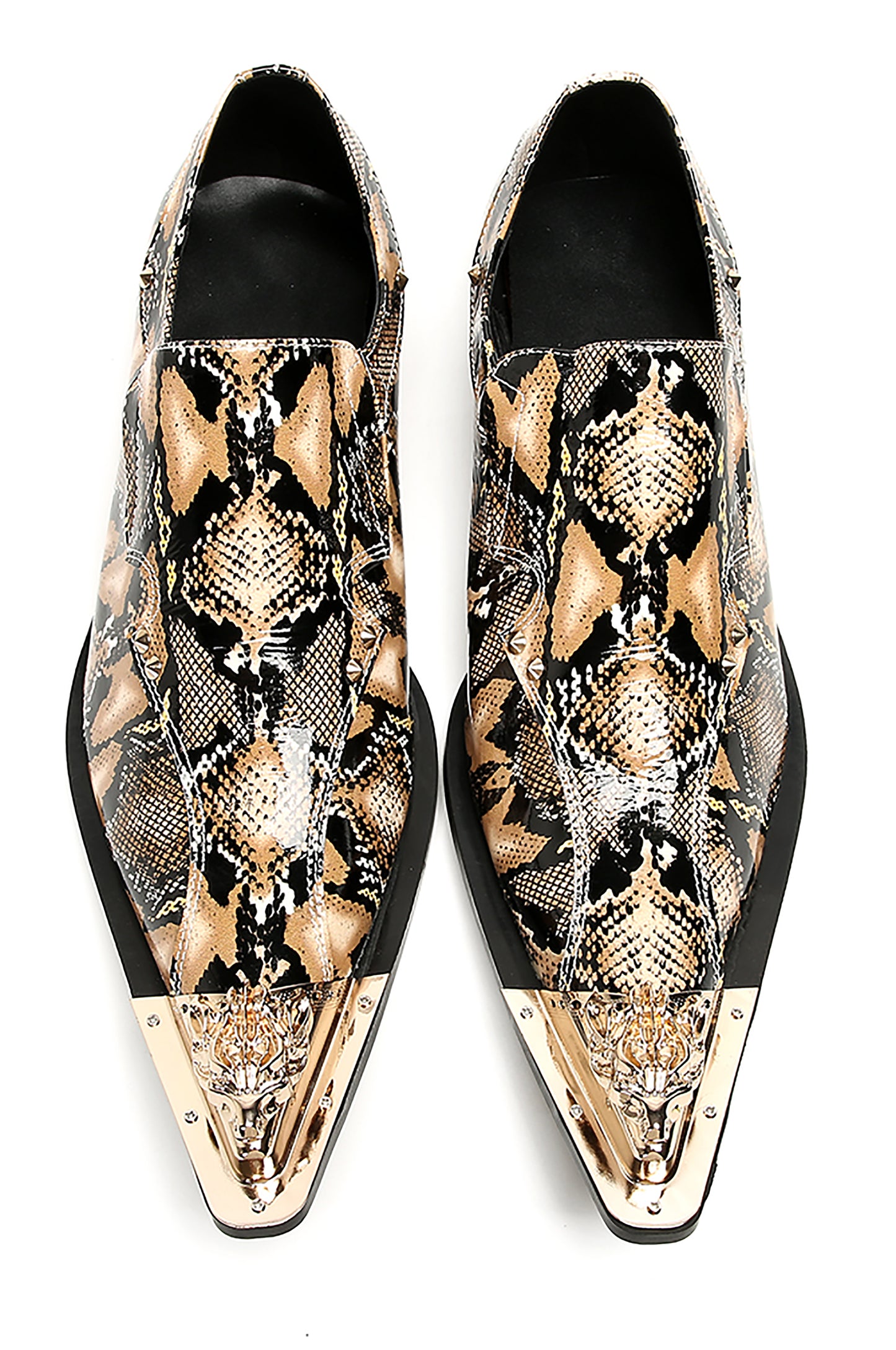Mens Party Dress Slip On Casual Metal Pointed Toe Western Loafers