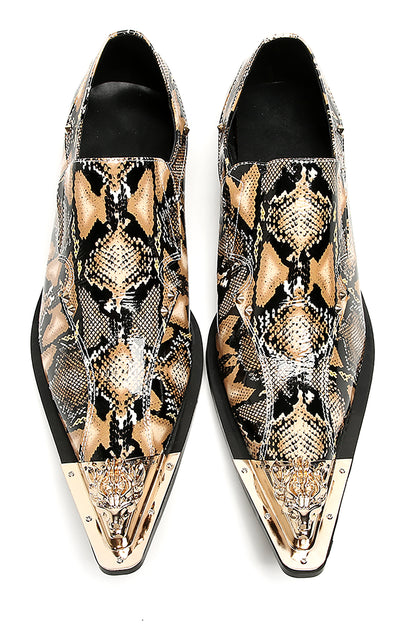 Mens Party Dress Slip On Casual Metal Pointed Toe Western Loafers