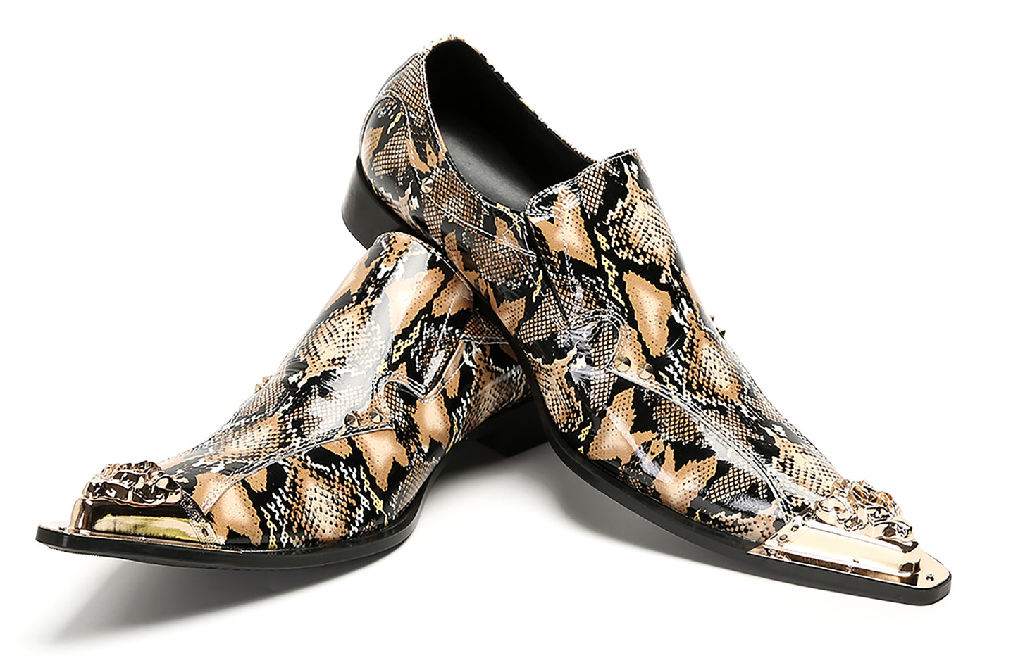 Mens Party Dress Slip On Casual Metal Pointed Toe Western Loafers