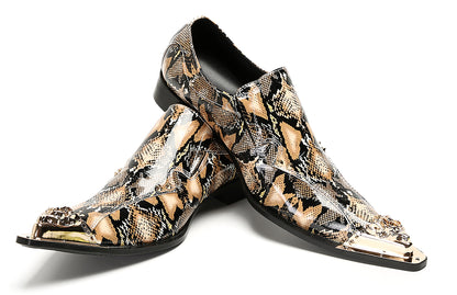 Mens Party Dress Slip On Casual Metal Pointed Toe Western Loafers