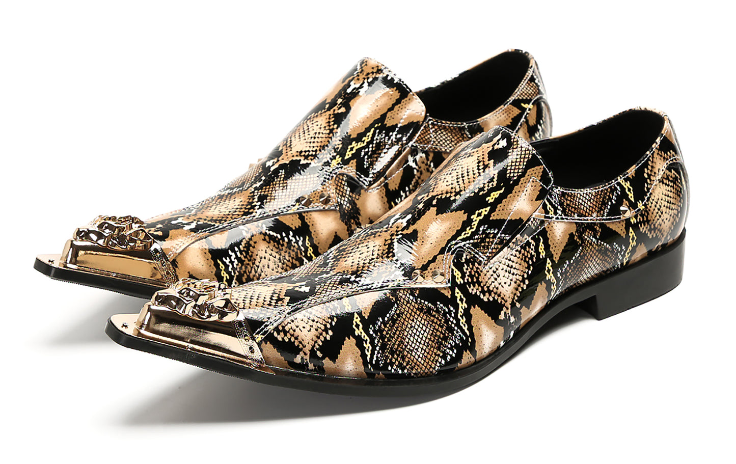 Mens Party Dress Slip On Casual Metal Pointed Toe Western Loafers