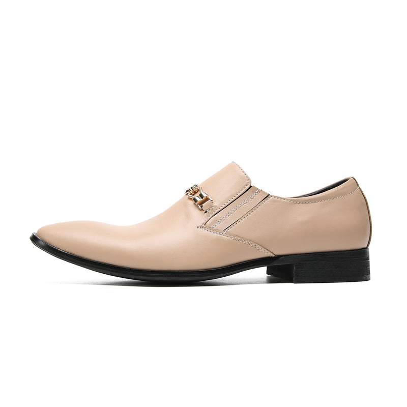 Mens Pointed Toe Genuine Leather Penny Horsebit Loafers