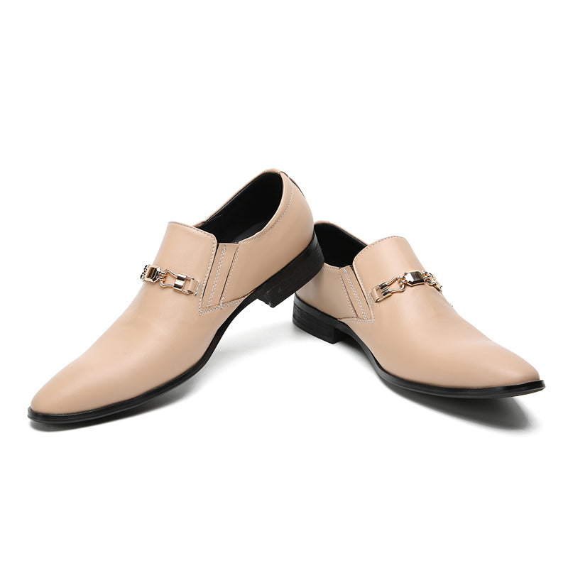 Mens Pointed Toe Genuine Leather Penny Horsebit Loafers