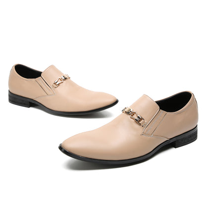 Mens Pointed Toe Genuine Leather Penny Horsebit Loafers