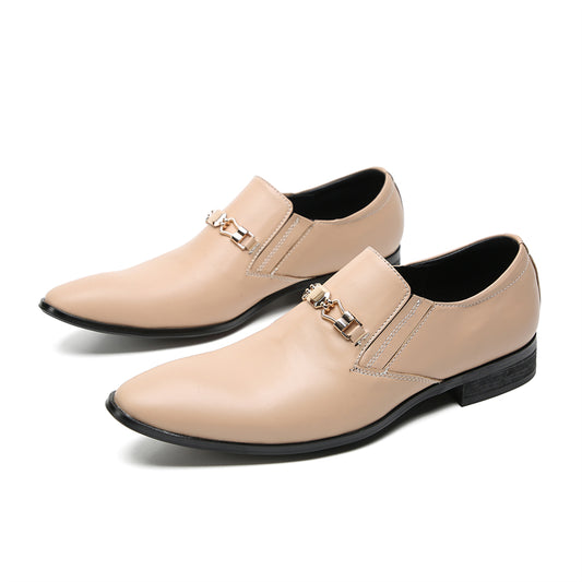 Mens Pointed Toe Genuine Leather Penny Horsebit Loafers