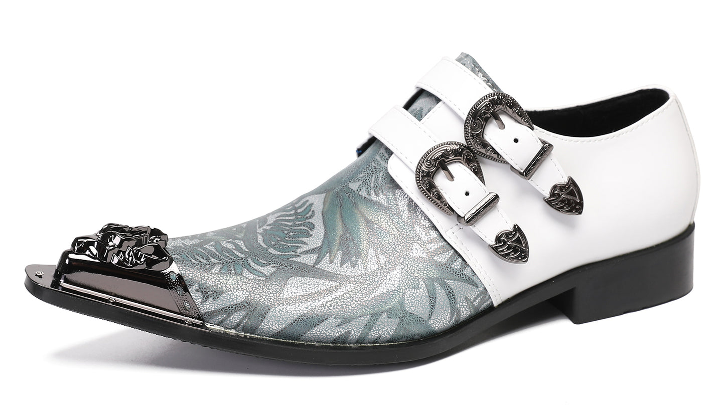 Mens Metal-Tip Toe Buckle Prom Slip On Western Loafers