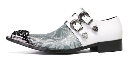 Mens Metal-Tip Toe Buckle Prom Slip On Western Loafers