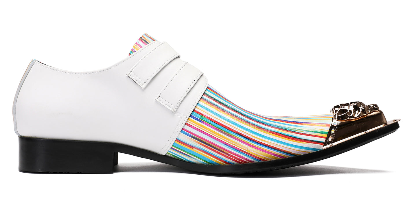 Mens Party Dress Casual Metal-Tip Toe Double Buckle Western Loafers