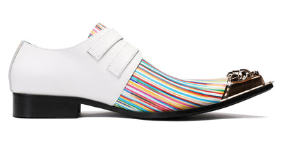 Mens Party Dress Casual Metal-Tip Toe Double Buckle Western Loafers
