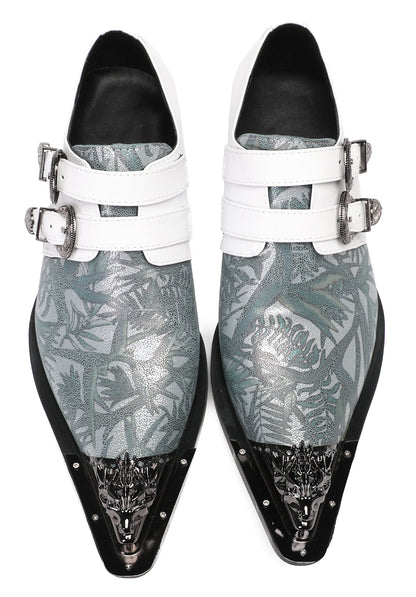 Mens Metal-Tip Toe Buckle Prom Slip On Western Loafers