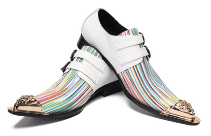 Mens Party Dress Casual Metal-Tip Toe Double Buckle Western Loafers
