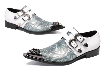 Mens Metal-Tip Toe Buckle Prom Slip On Western Loafers