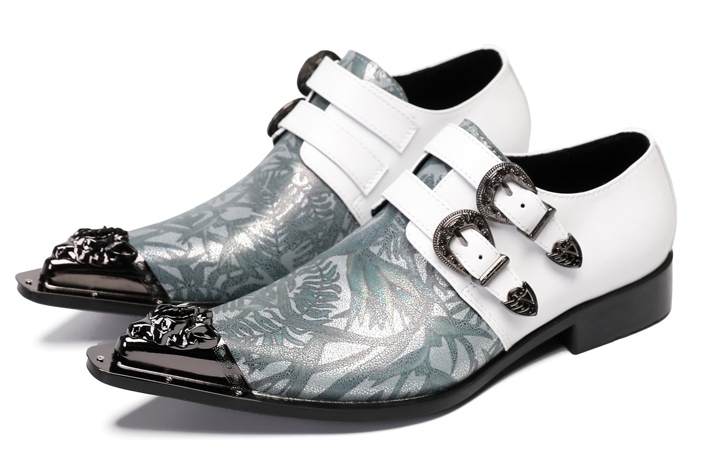 Mens Metal-Tip Toe Buckle Prom Slip On Western Loafers