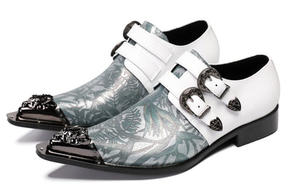 Mens Metal-Tip Toe Buckle Prom Slip On Western Loafers
