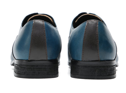 Mens Pointed Toe Lace Up Insert Color Genuine Leather Oxfords