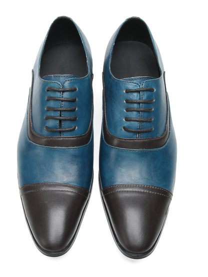 Mens Pointed Toe Lace Up Insert Color Genuine Leather Oxfords