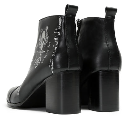 Mens Party Black Dress Skull Halloween Ankle Boots