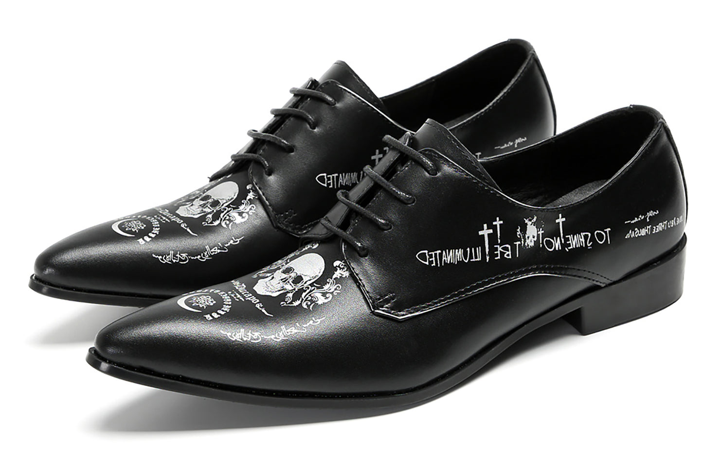 Mens Fashion Dress Casual Skull Halloween Oxfords
