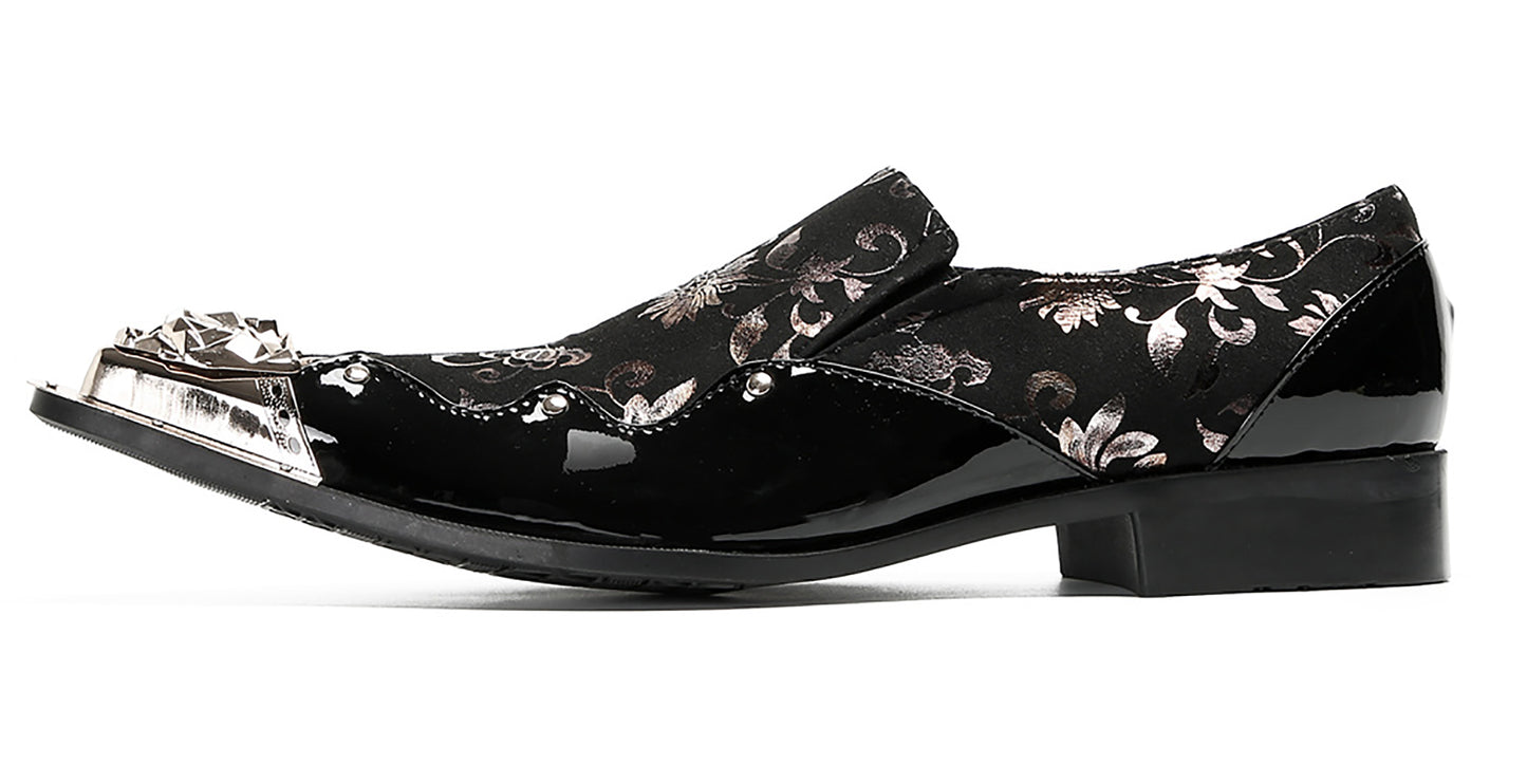 Mens Party Casual Black Dress Slip On Western Loafers