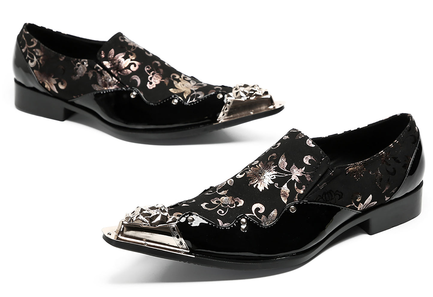 Mens Party Casual Black Dress Slip On Western Loafers