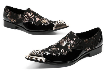 Mens Party Casual Black Dress Slip On Western Loafers