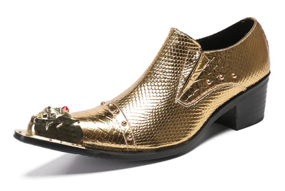 Mens Metal-Tip Toe Red Diamond Western Loafers