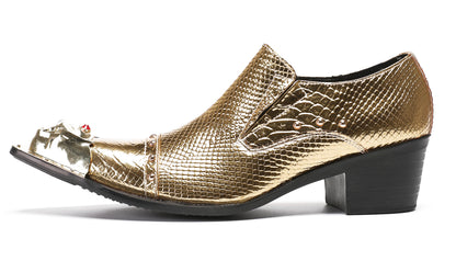 Mens Metal-Tip Toe Red Diamond Western Loafers