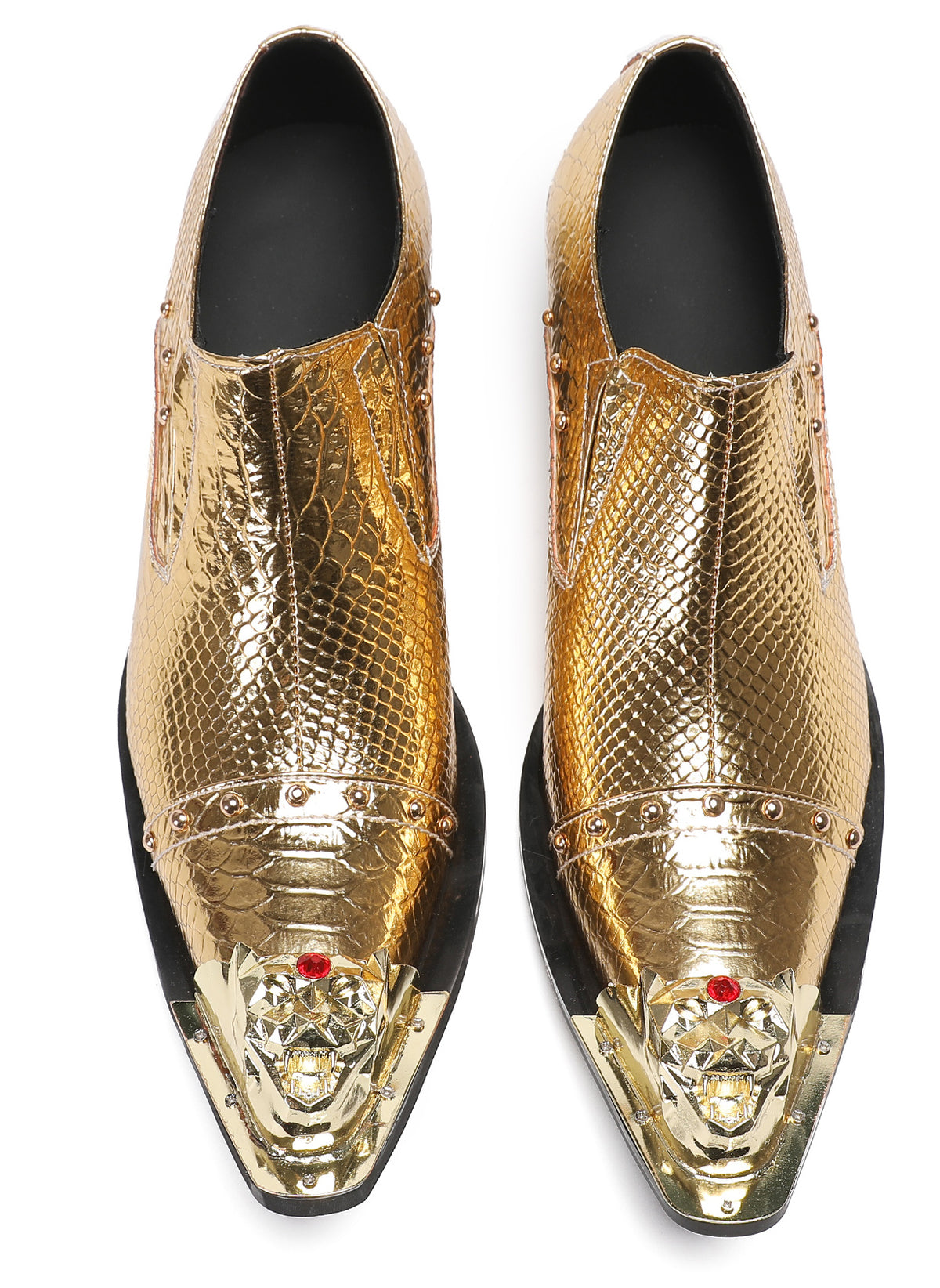 Mens Metal-Tip Toe Red Diamond Western Loafers