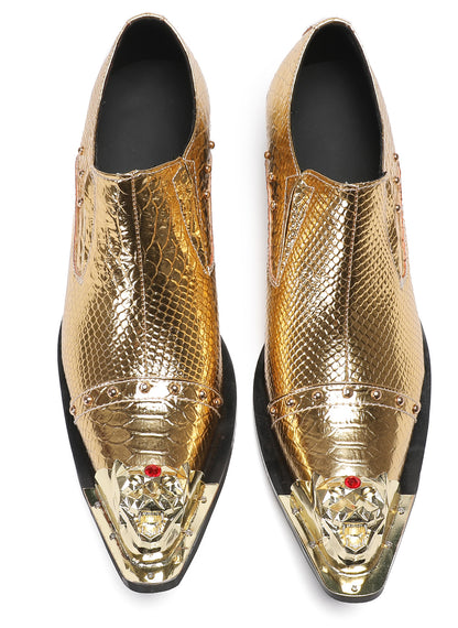 Mens Metal-Tip Toe Red Diamond Western Loafers