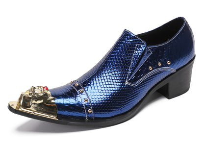 Mens Metal-Tip Toe Red Diamond Western Loafers