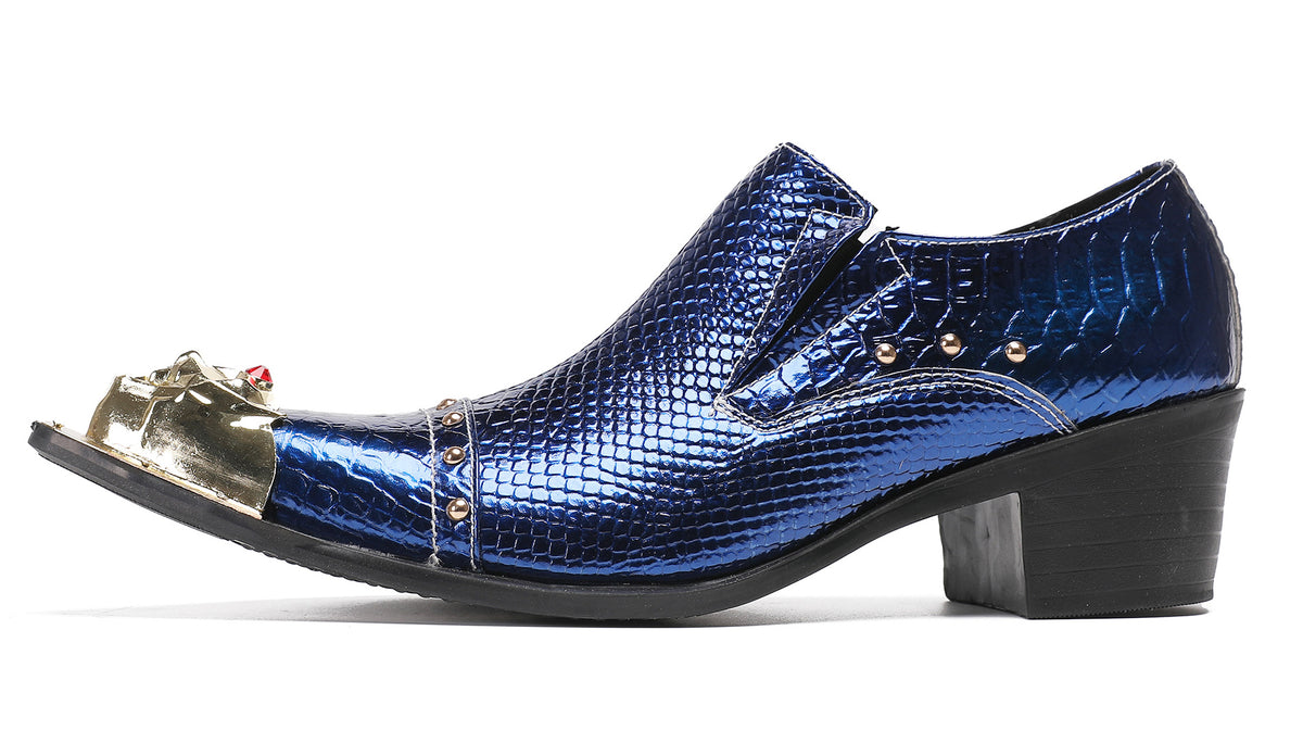 Mens Metal-Tip Toe Red Diamond Western Loafers
