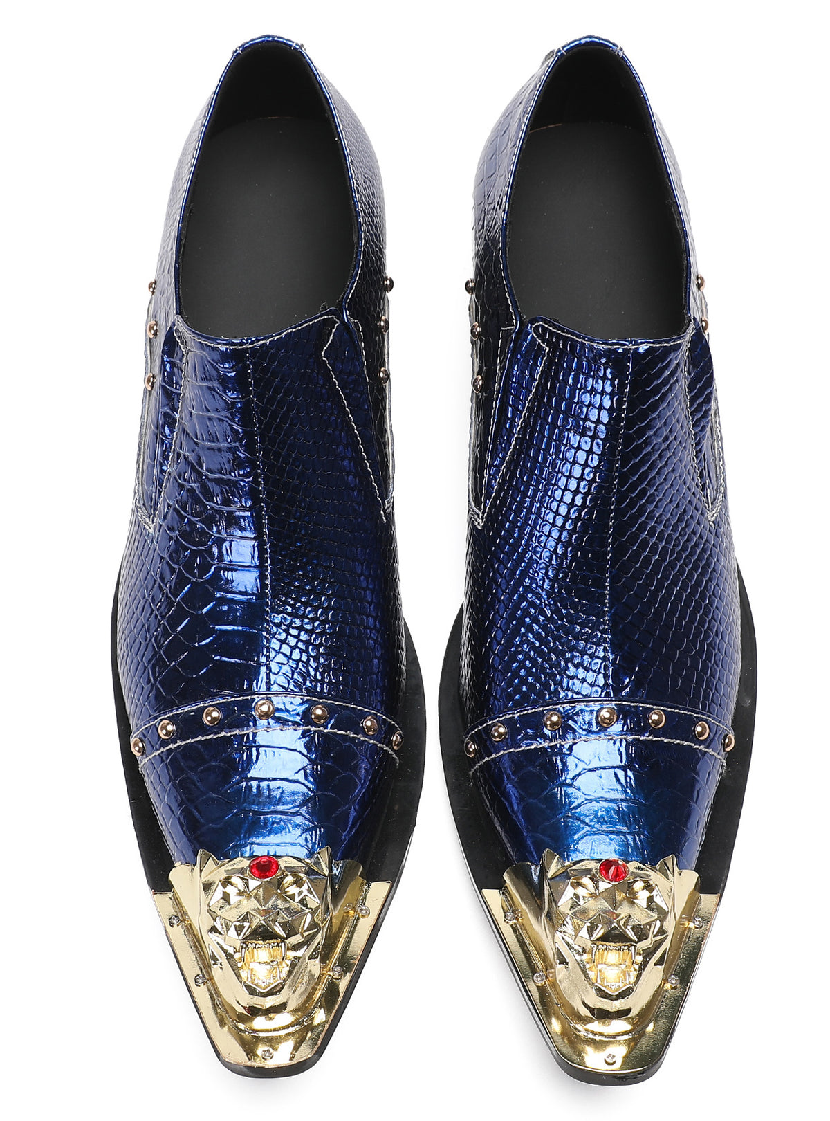 Mens Metal-Tip Toe Red Diamond Western Loafers