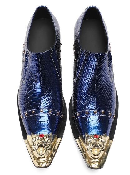 Mens Metal-Tip Toe Red Diamond Western Loafers