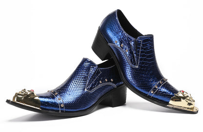 Mens Metal-Tip Toe Red Diamond Western Loafers