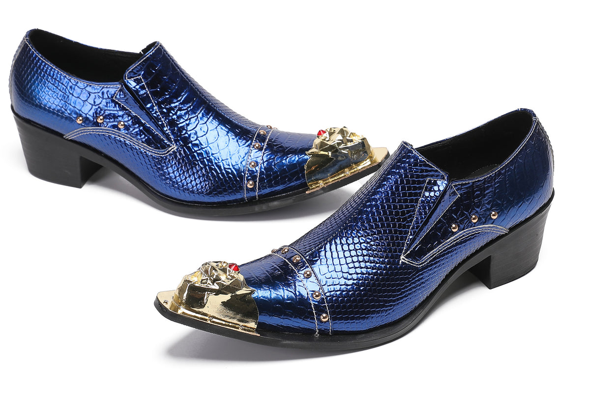 Mens Metal-Tip Toe Red Diamond Western Loafers