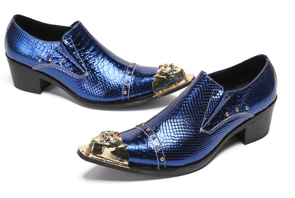 Mens Metal-Tip Toe Red Diamond Western Loafers