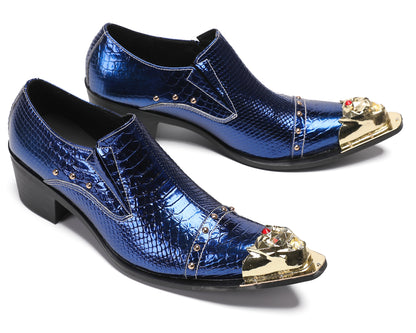 Mens Metal-Tip Toe Red Diamond Western Loafers
