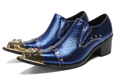 Mens Metal-Tip Toe Red Diamond Western Loafers