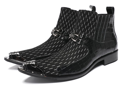 Mens Top-Grain Leather Party Dress Ankle Cowboy Western Boots