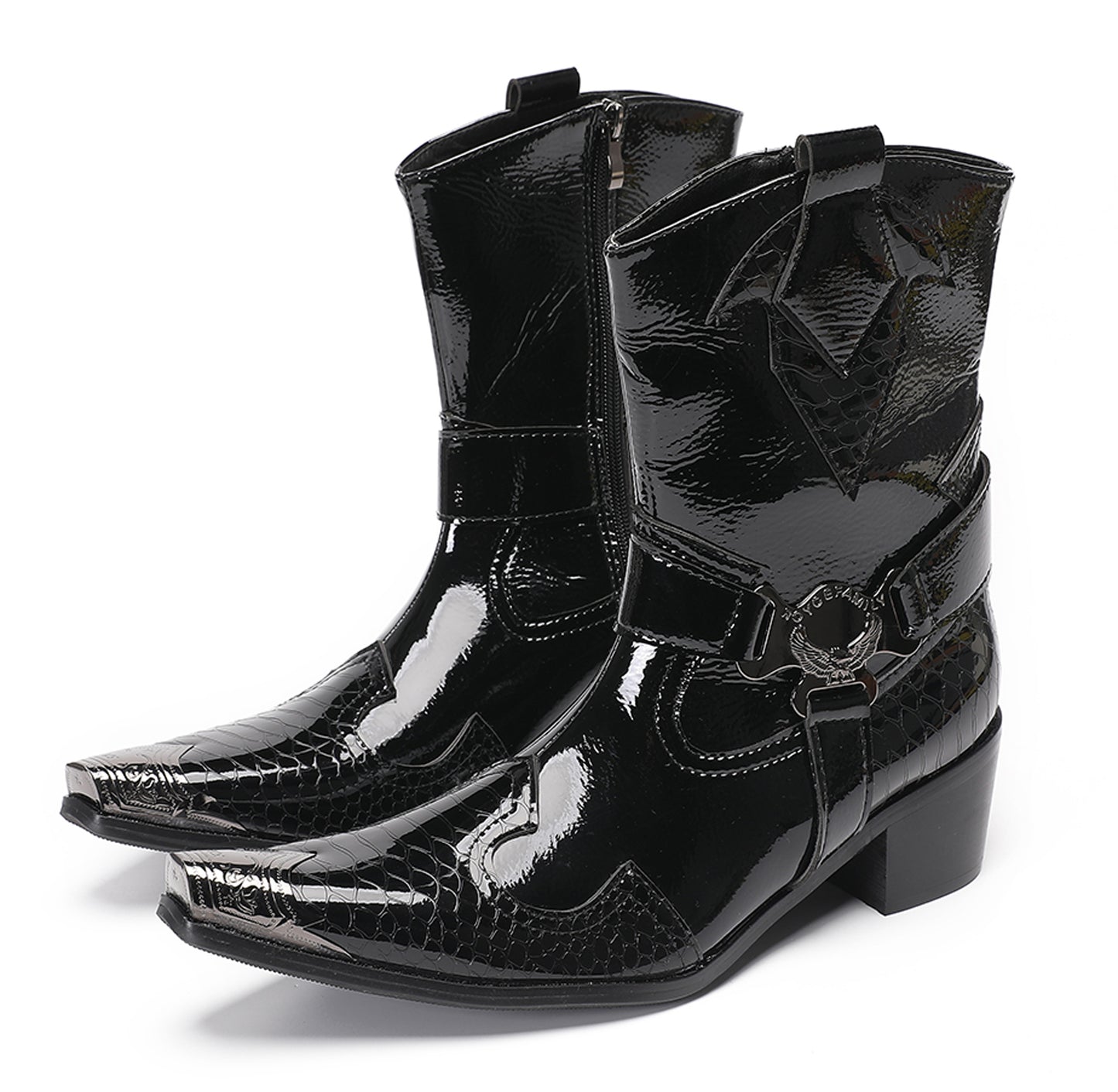 Mens Top-Grain Leather High Top Western Cowboy Boots