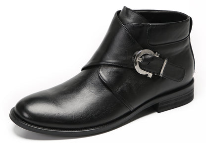 Mens Genuine Leather Buckle Rock Singer Ankles Boots