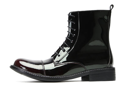 Mens Patent Leather Casual Dress Western Oxfords Boots