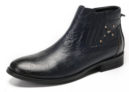 Mens Genuine Leather Zipper Beads Prom Casual Dress Ankle Boots