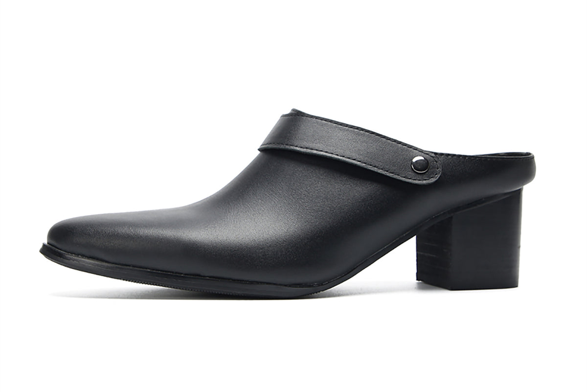 Mens Genunie Leather Mules Slip On Casual Slippers Heel Sandals Clogs Loafers