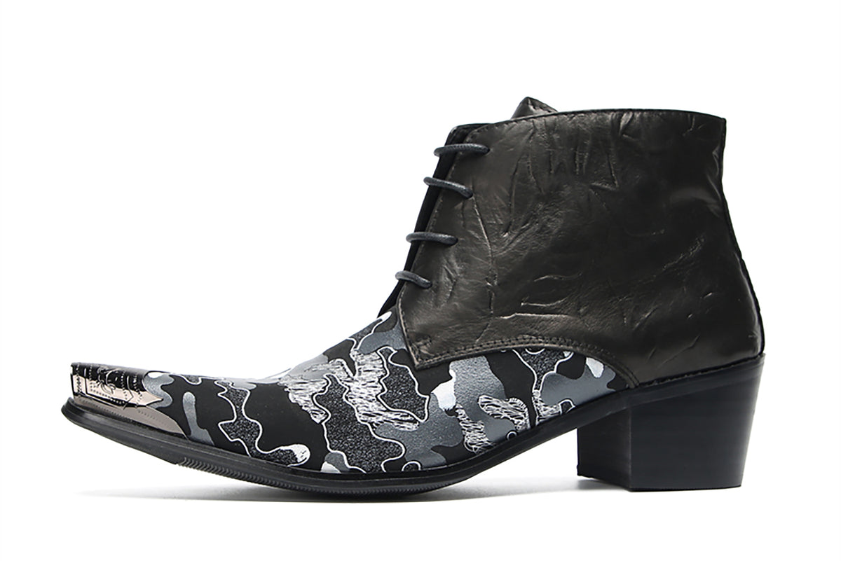 Mens Genunie Leather Zipper Lace-Up Ankle Western Oxfords Boots
