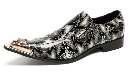 Mens Party Dress Slip On Casual Metal Pointed Toe Western Loafers